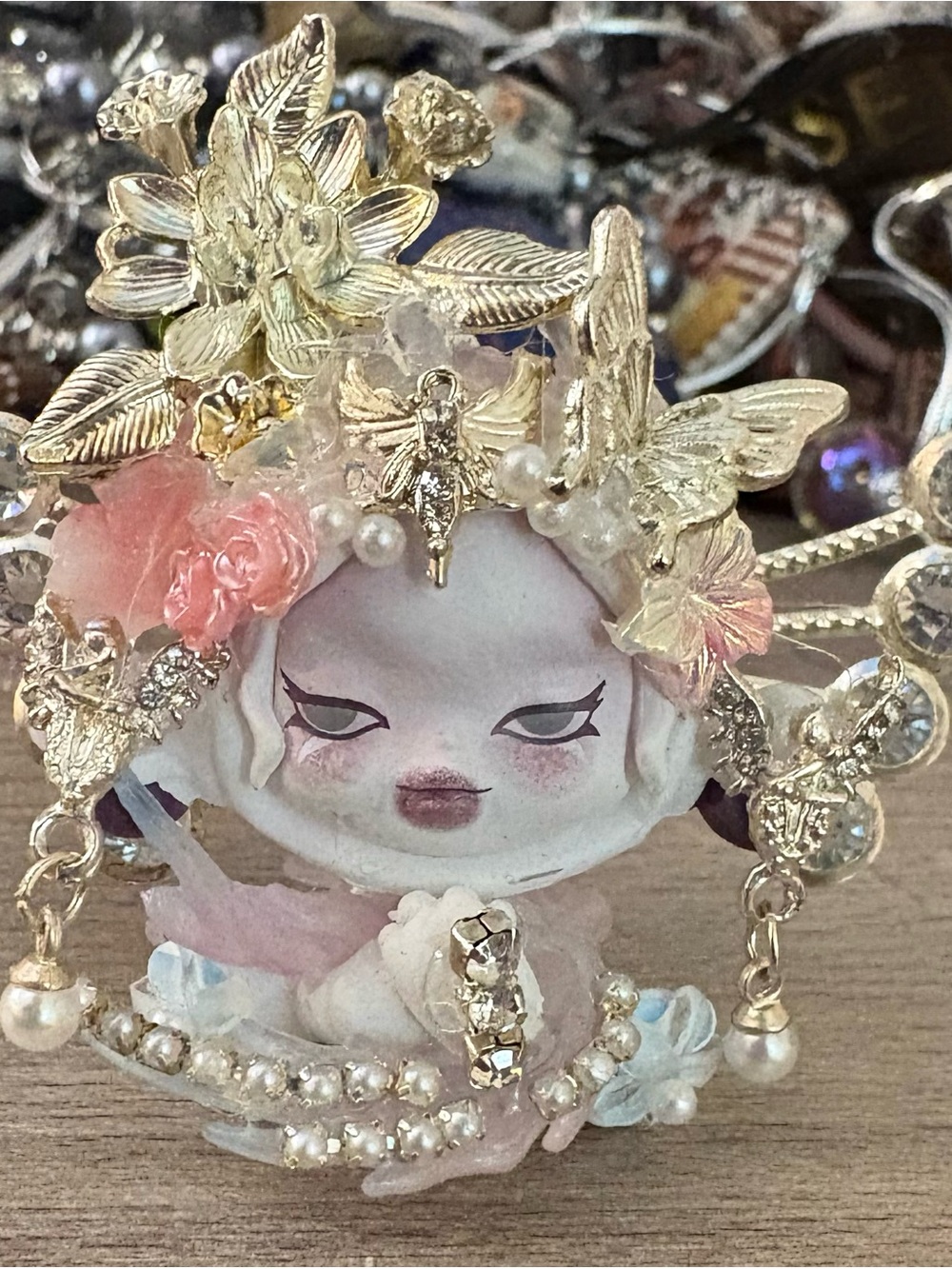 Hand decorated Skull Panda Figure